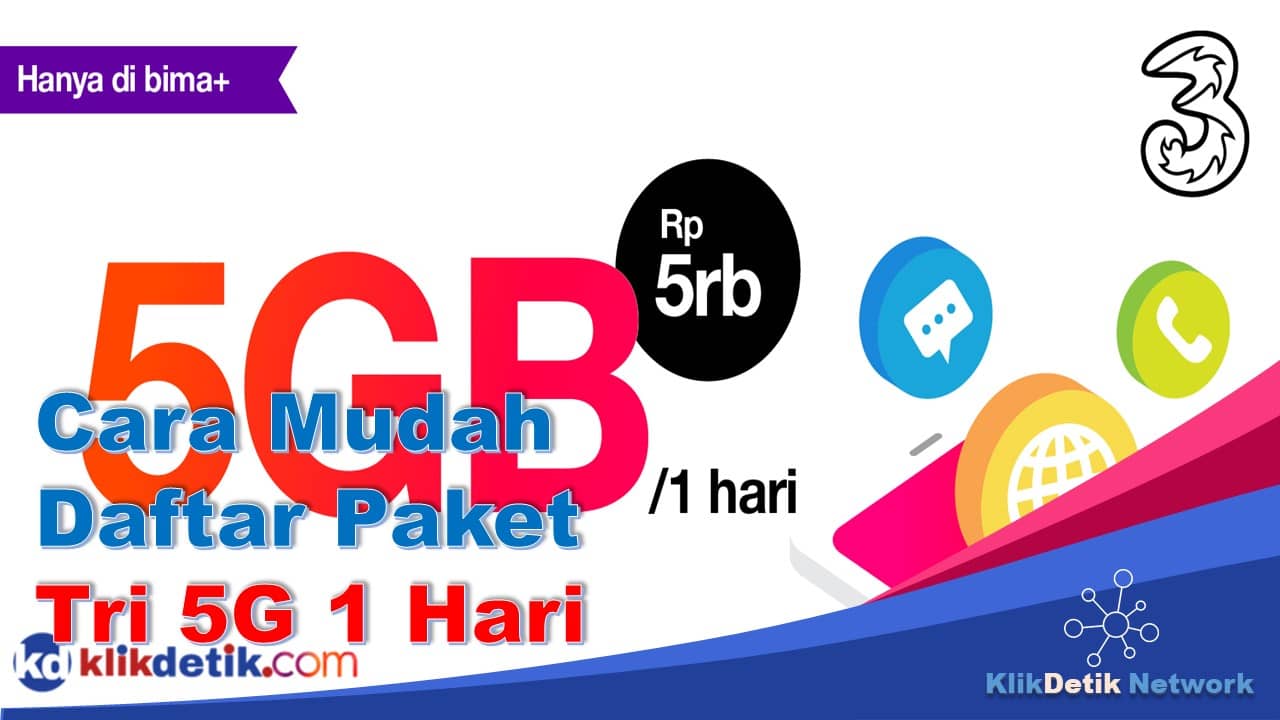 cara daftar Paket Tri 5 GB 1 Hari