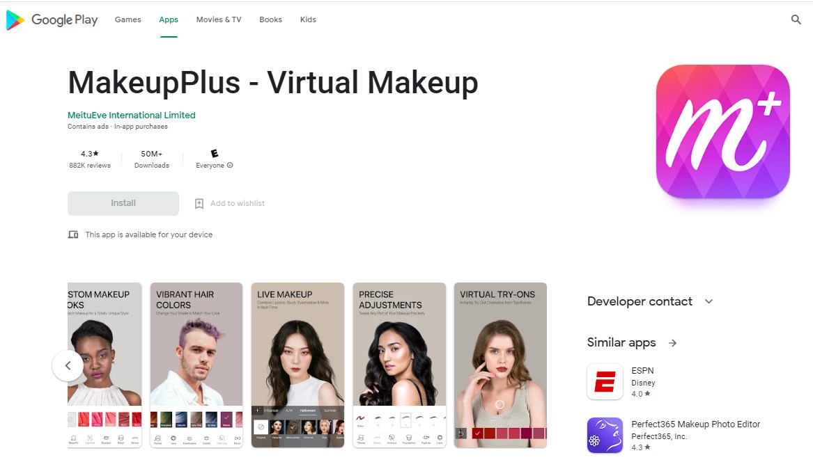 Aplikasi Make Up Terbaik - MakeupPlus - Virtual Makeup