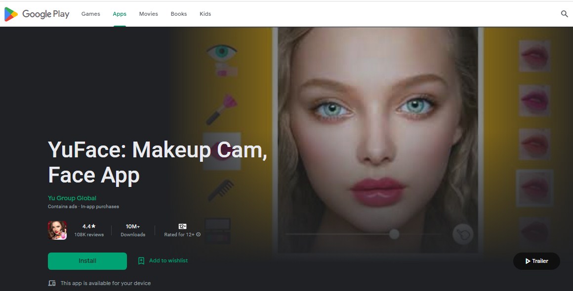 Aplikasi makeup wajah terbaik Android - YuFace Android