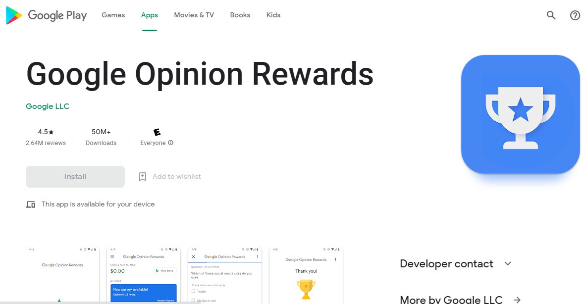 Google Opinion Reward Android