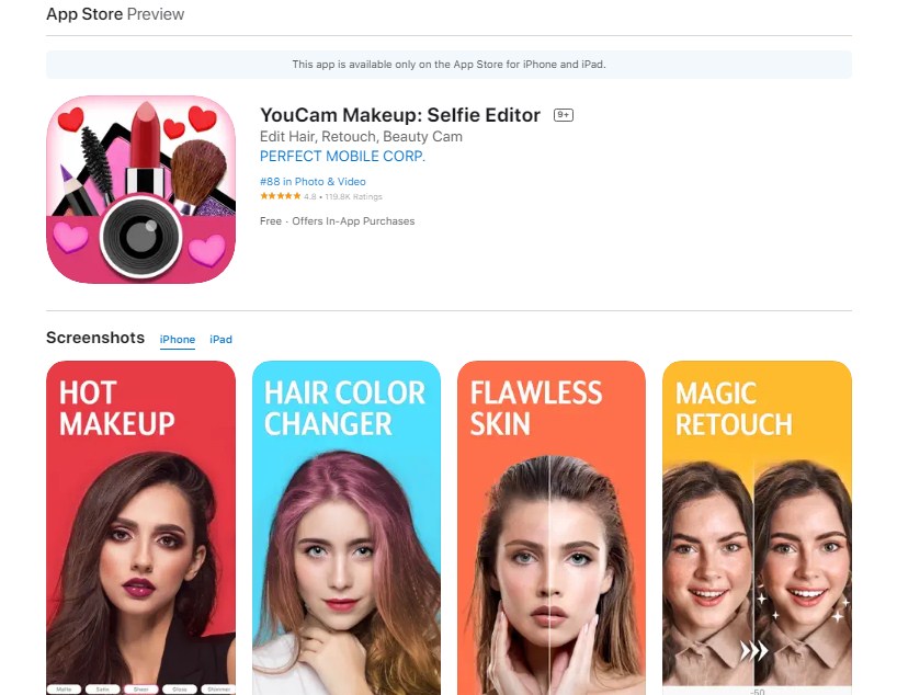 YouCam Makeup Selfie Editor