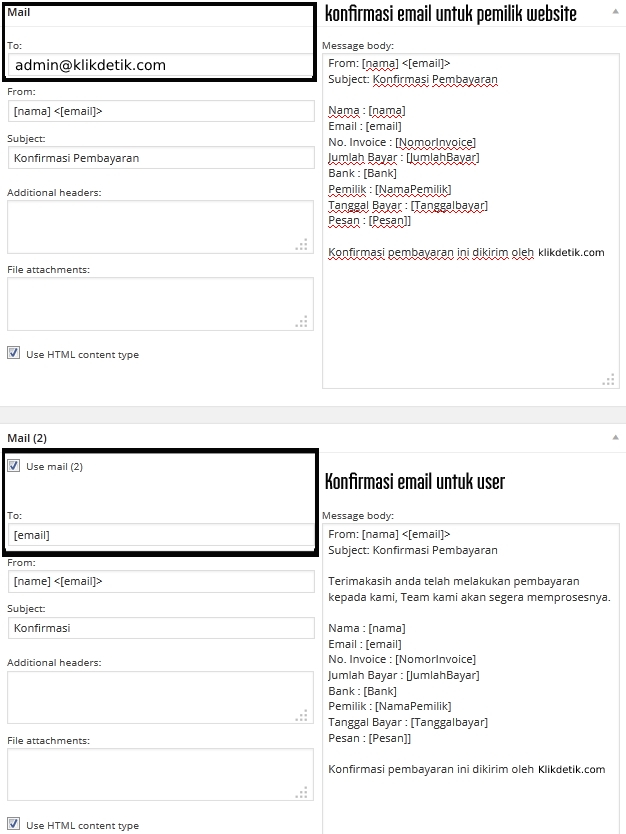 Konfirmasi Pembayaran Invoice Contact Form 7