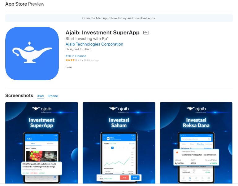 Aplikasi Saham Terbaik - Ajaib iOS