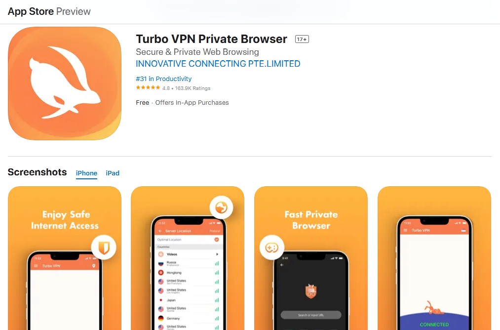 Aplikasi Turbo VPN iOS