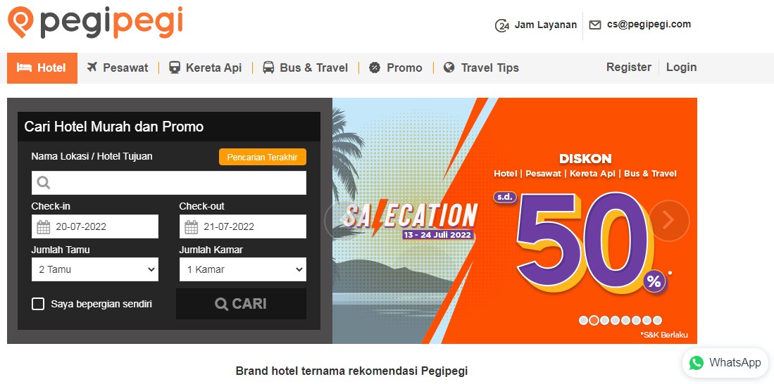 Aplikasi booking hotel lokal - PegiPegi