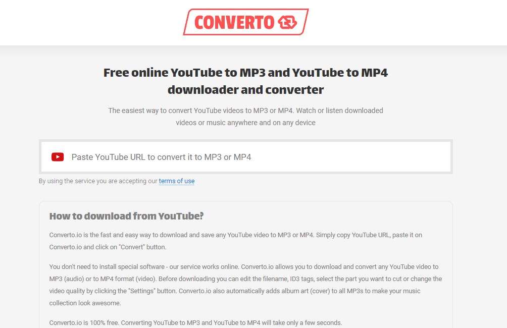 Aplikasi download lagu dari Youtube menjadi Mp3 - Converto.io