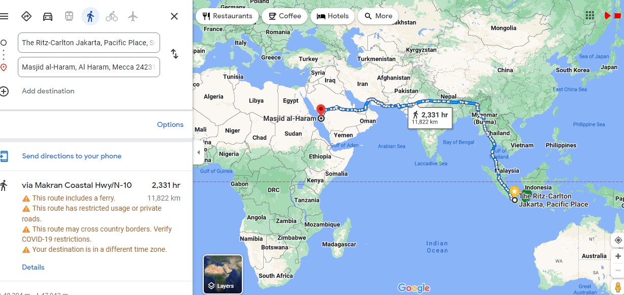 Arah kiblat online tanpa aplikasi - Google Maps