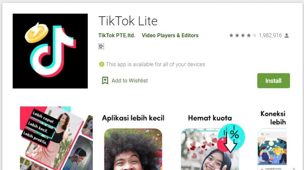 Unduh aplikasi TikTok Lite