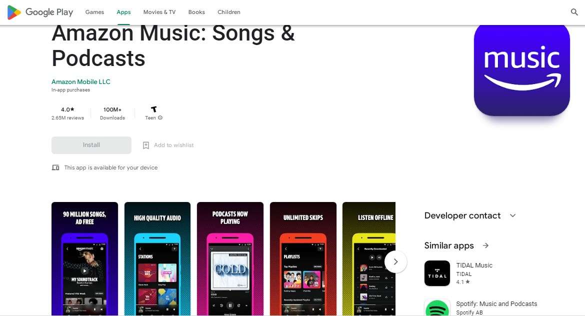 Aplikasi Amazon Music