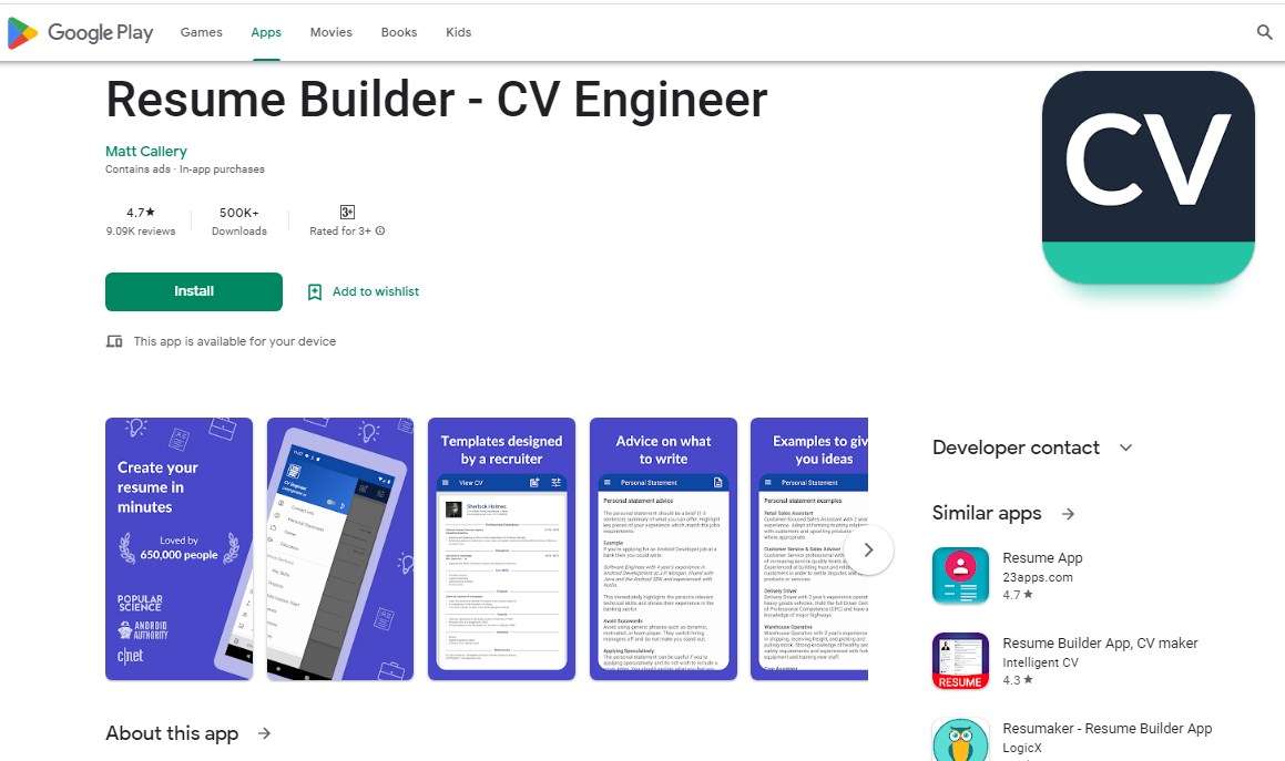 Aplikasi Buat CV CV Engineer