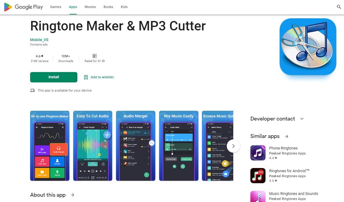 Aplikasi Pemotong Lagu Ringtone Maker dan MP3 Cutter