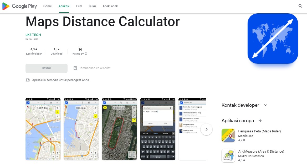 Aplikasi Pengukur Jarak Maps Distance Calculator