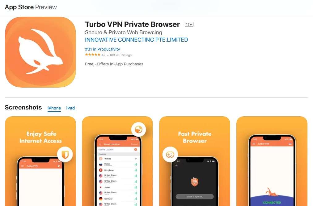 Aplikasi Turbo VPN iOS