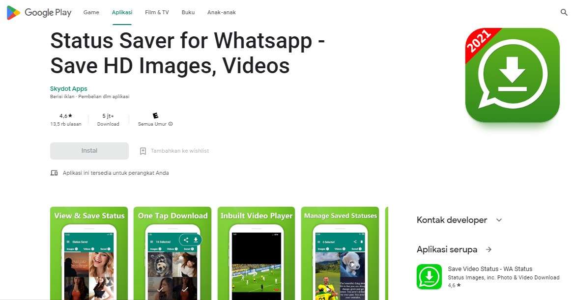 Aplikasi download status WA Status Saver for WhatsApp