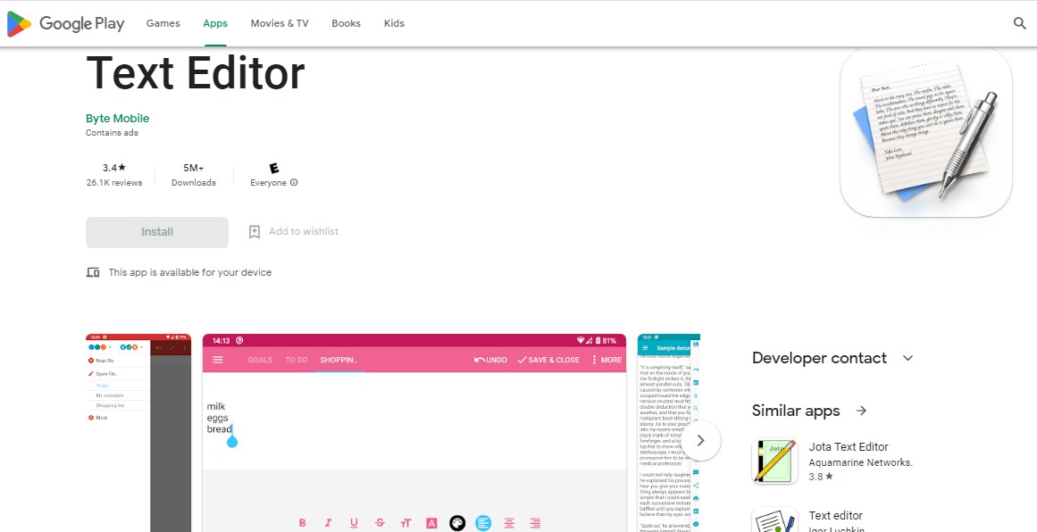 Aplikasi edit tulisan - Text Editor