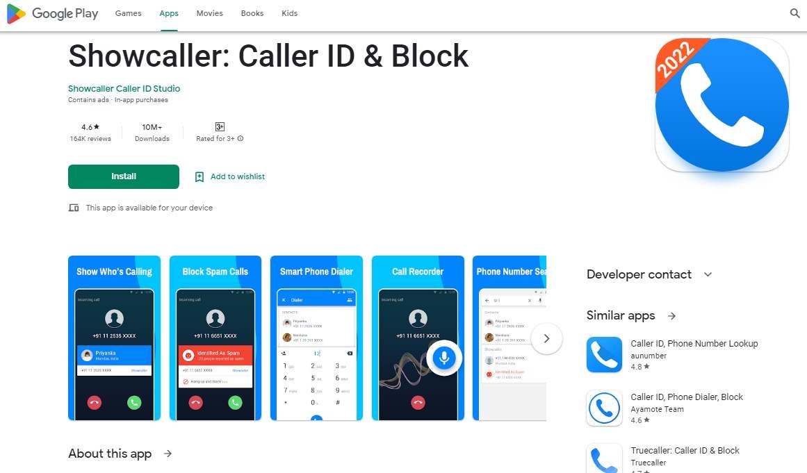 Aplikasi liat nama kontak Showcaller