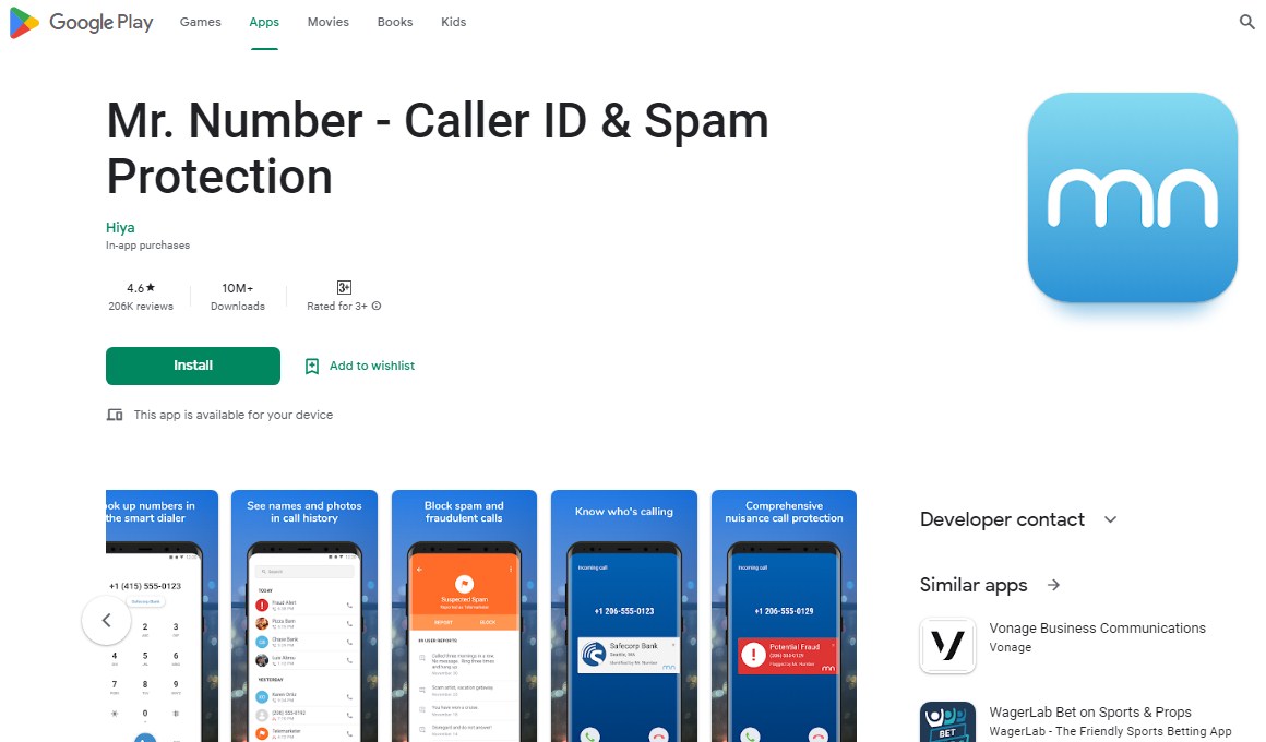 Aplikasi melihat nama kontak Mr. Number - Caller ID and Spam Protection
