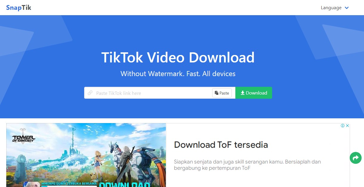 Aplikasi mendownload video TikTok tanpa watermark SnapTik