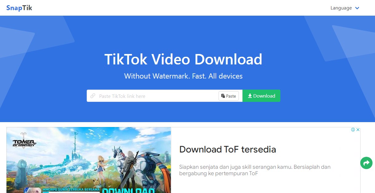 Aplikasi mendownload video TikTok tanpa watermark SnapTik