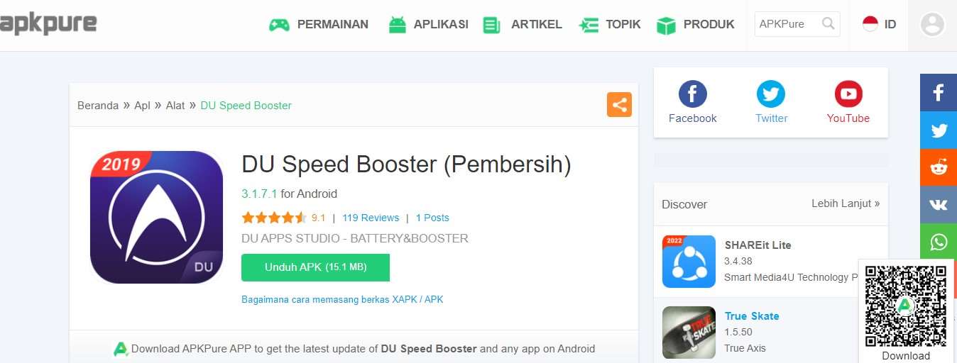 Aplikasi pembersih sampah DU Speed Booster