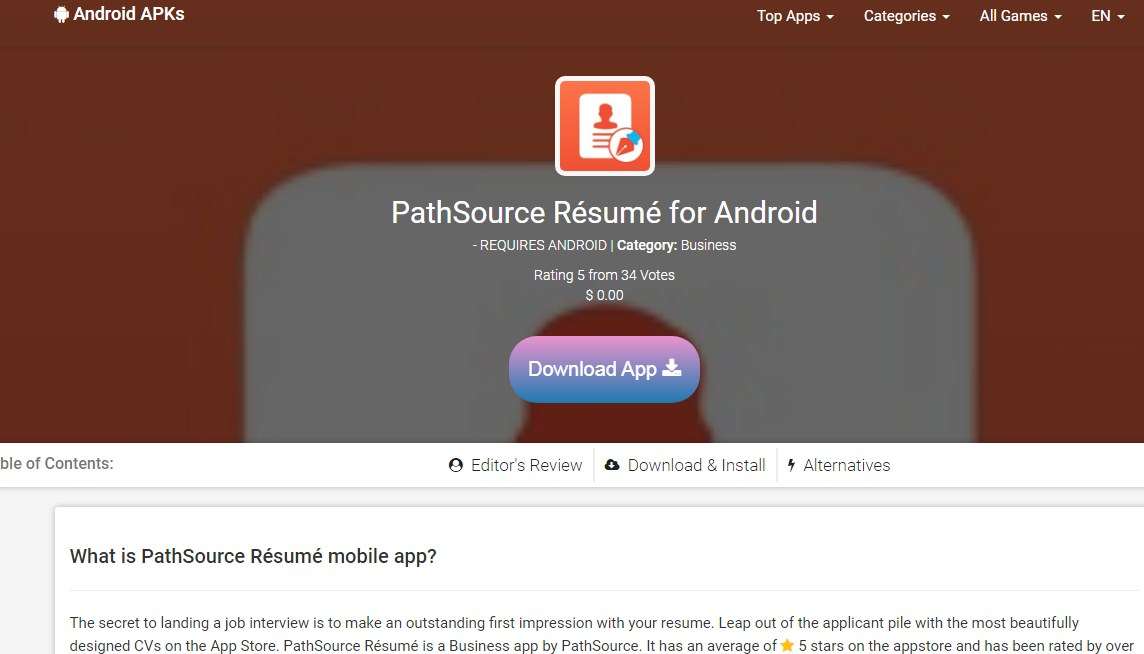 Aplikasi pembuatan CV PathSource
