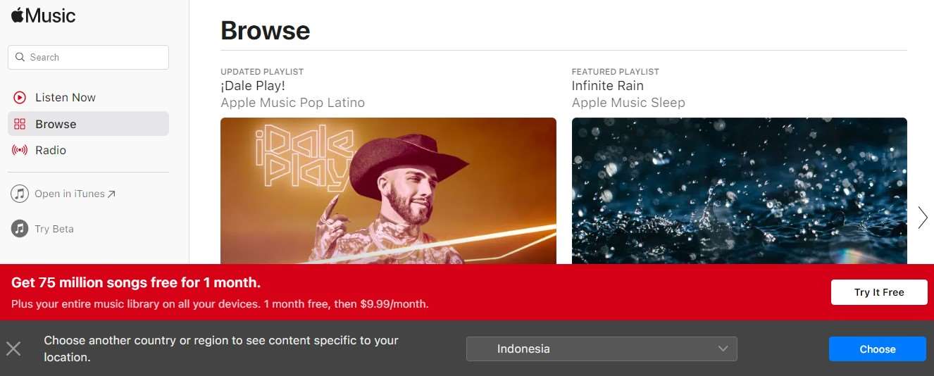 Aplikasi pemutar musik Apple Music