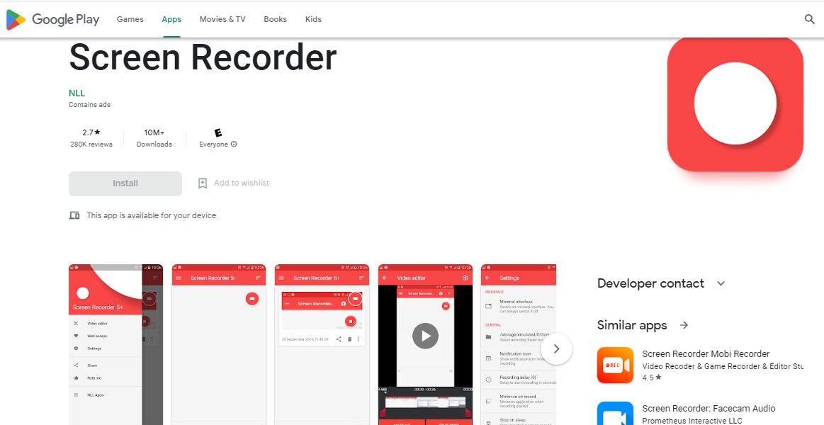 Aplikasi perekam layar dan suara Screen Recorder