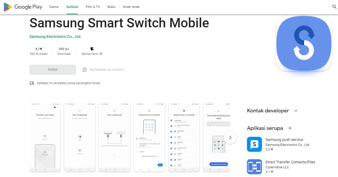 Cara Kirim Aplikasi Lewat Bluetooth Samsung Smart Switch Mobile