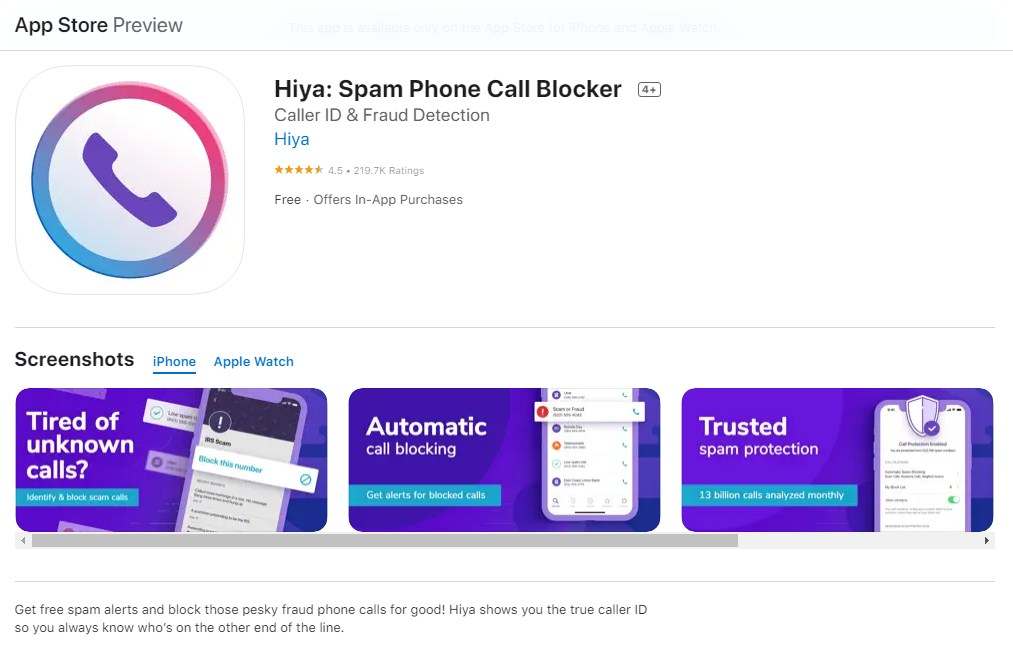 Hiya Spam Phone Call Blocker
