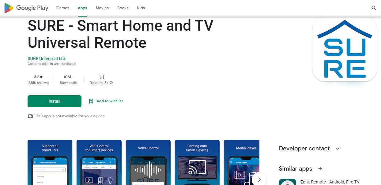 SURE - Smart Home and TV Universal Remote