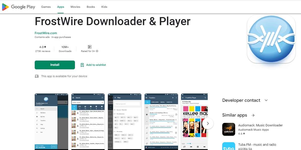 Aplikasi Download Lagu Langsung ke Memori FrostWire Downloader and Player