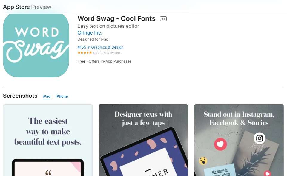 Aplikasi Edit Foto dan Video - Word Swag - Cool Fonts