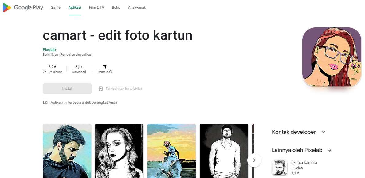 Aplikasi Foto jadi Kartun camart - edit foto kartun