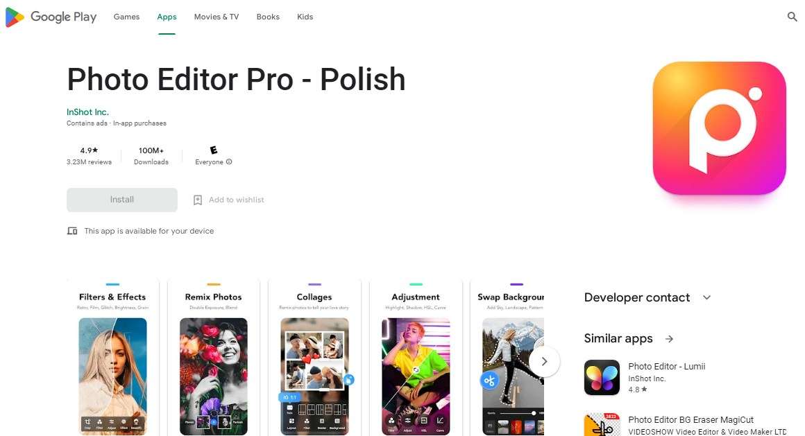 Aplikasi Gambar Android Photo Editor Pro - Polish