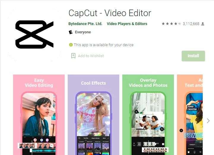 Aplikasi Jedag Jedug Capcut Playstore