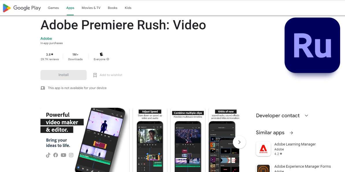 Aplikasi Mempercepat Video Adobe Premiere Rush