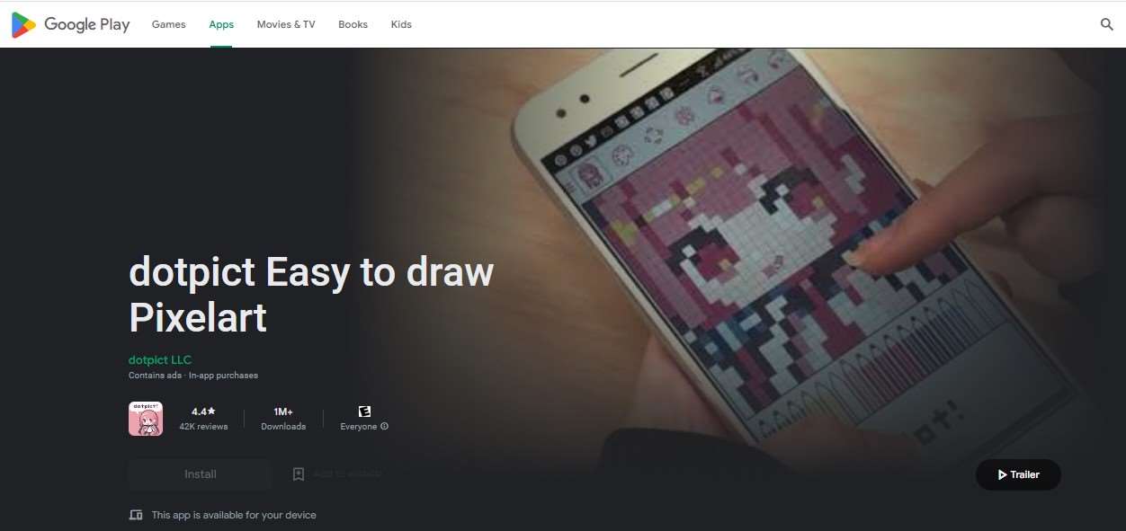 Aplikasi Menggambar di Android dotpict Easy to draw Pixelart