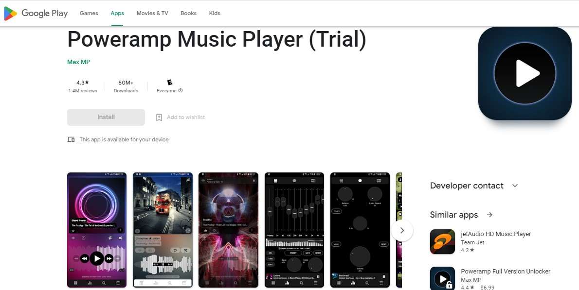 Aplikasi Musik Terbaik Poweramp Music Player (Trial)