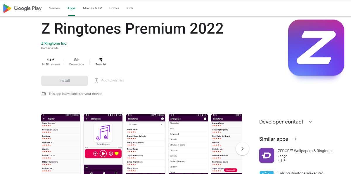 Aplikasi Nada Dering WA - Z Ringtones Premium 2022