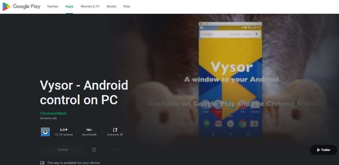 Aplikasi Screen Recorder Vysor - Android control on PC