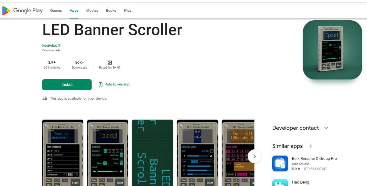 Aplikasi Teks Berjalan LED Banner Scroller