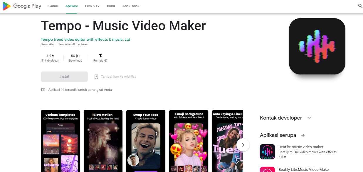 Aplikasi Tempo Viral Tempo - Music Video Maker
