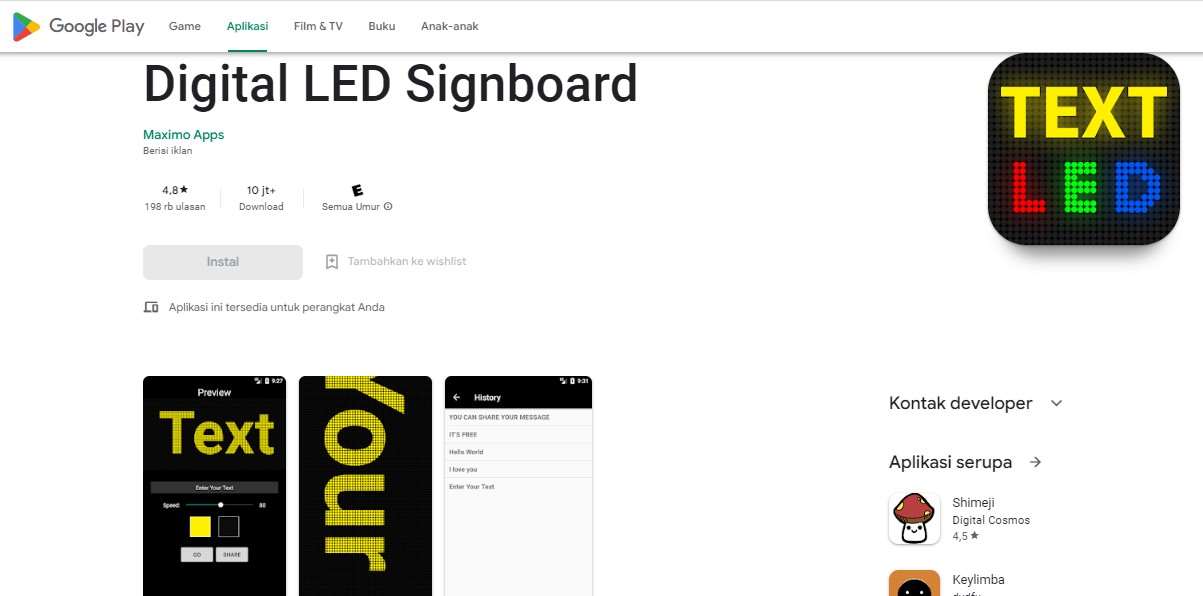 Aplikasi Tulisan Berjalan Digital LED Signboard