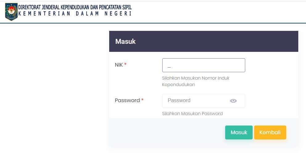 Aplikasi membuat akta kelahiran online SIAK Login