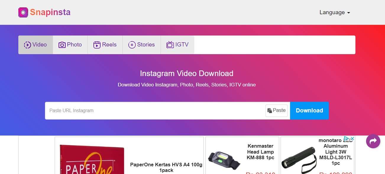 Download Video dari Instagram Tanpa Aplikasi Snapinsta