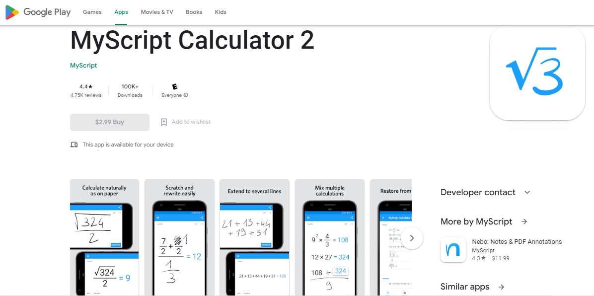 MyScript Calculator 2