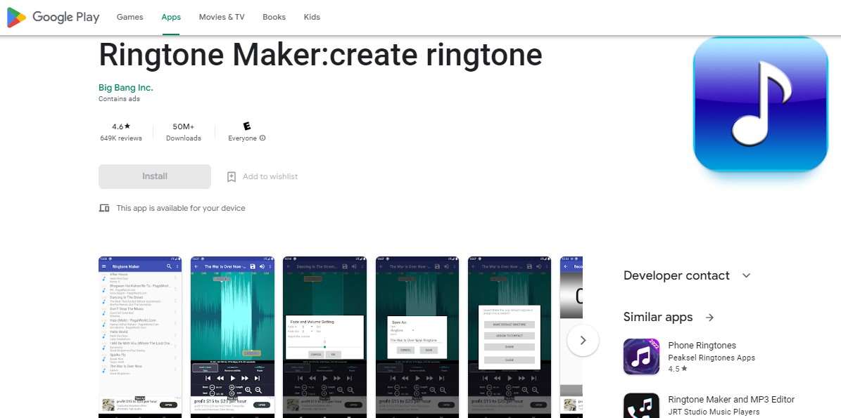 Ringtone Maker create ringtone