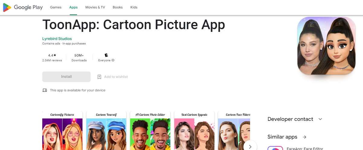 ToonApp Cartoon Picture App