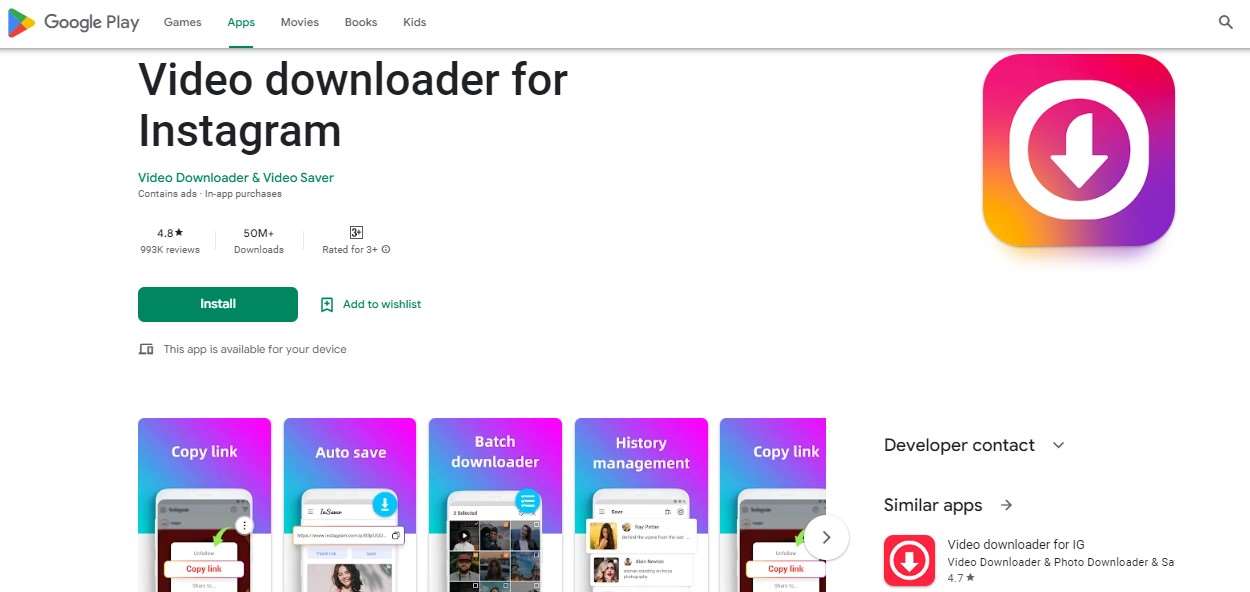 Video Downloader For Instagram Insaver