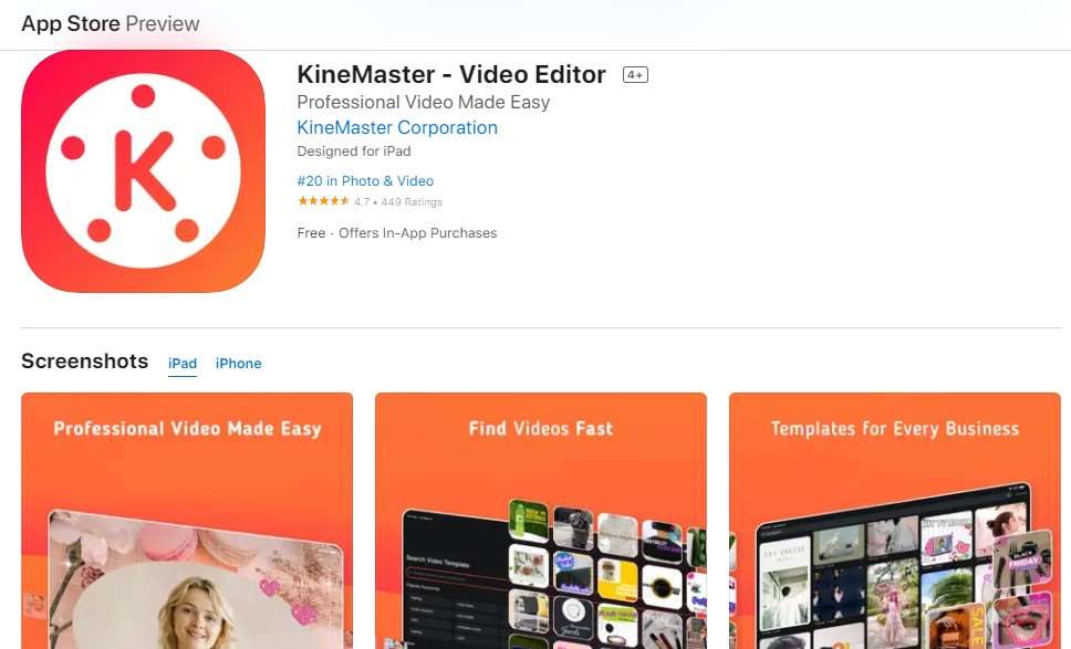 Aplikasi Edit Video iPhone Kinemaster iOS